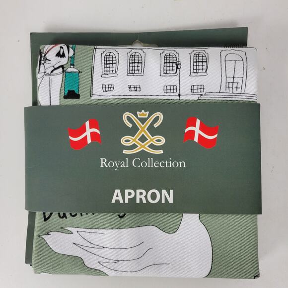 Royal Collection Copenhagen Apron Green Scandinavian Souvenir Collage Cotton NEW - Picture 5 of 11